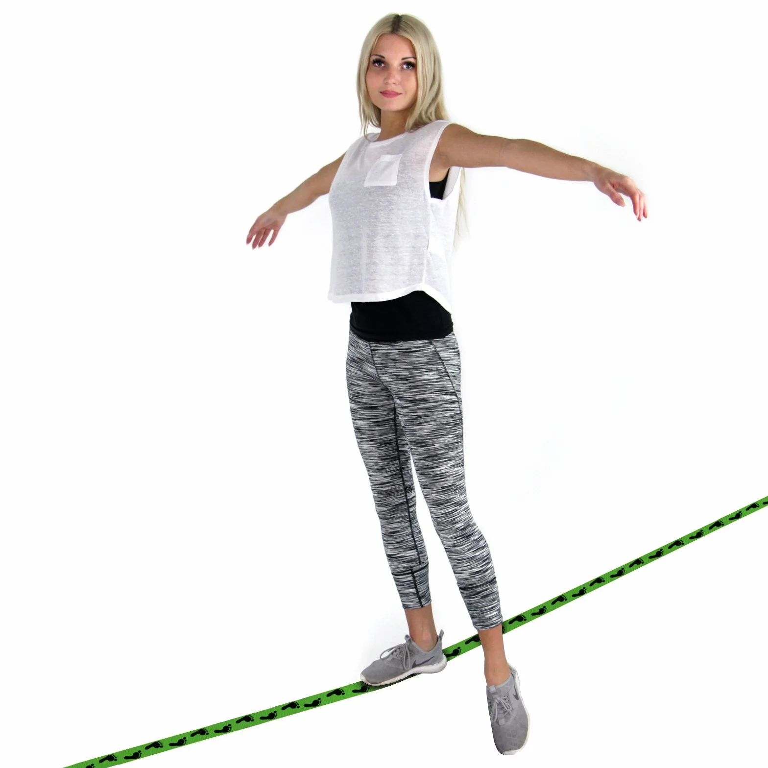 ALPIDEX Slackline 15 m para principiantes y expertos , Carga máxima 2 toneladas , Incl. una bolsa de transporte, Color:Huella. verde