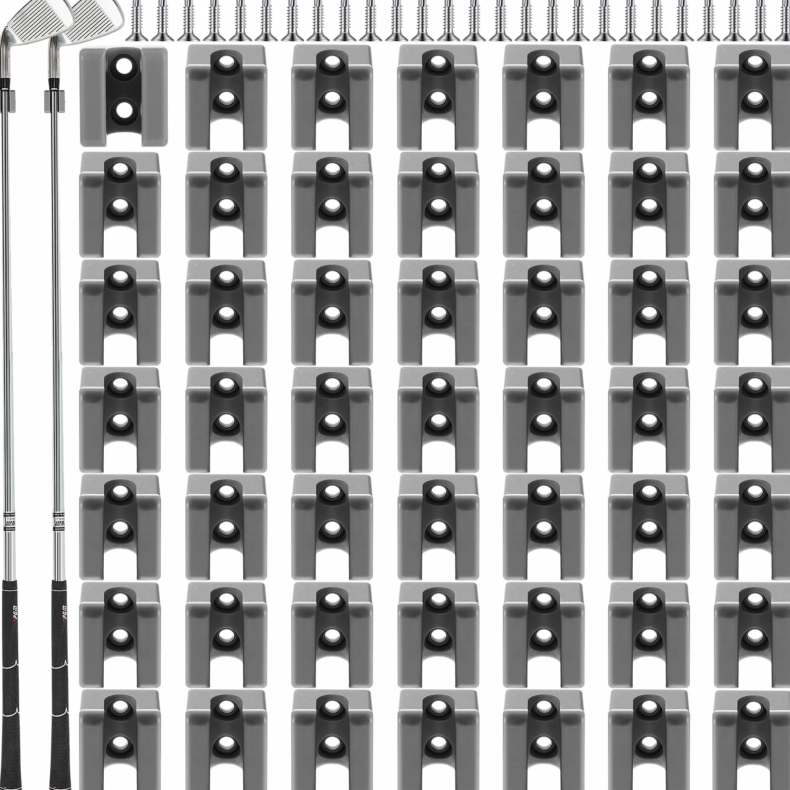 Deekin 30 soportes para palos de golf, organizador de almacenamiento de golf para garaje, gancho de palo de golf, soporte de pared para palo de golf con 60 tornillos para palos de golf, exhibición de