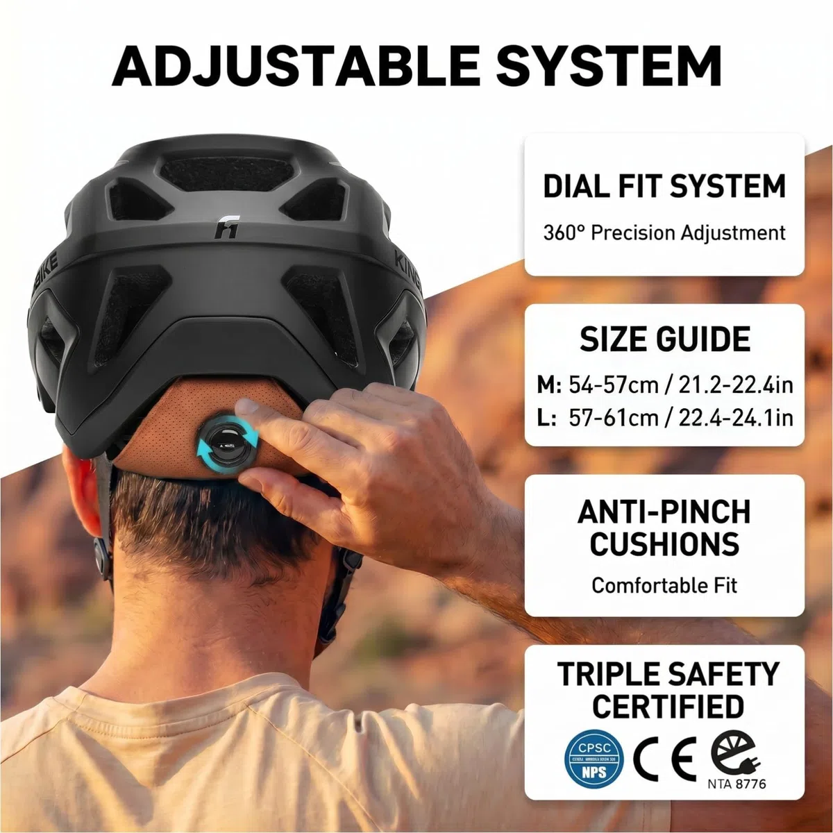 KINGBIKE Casco de bicicleta de montaña profesional E-MTB NTA-8776 Casco de seguridad para bicicleta eléctrica con visera ajustable de 3 niveles y soporte para cámara, casco de bicicleta MTB para