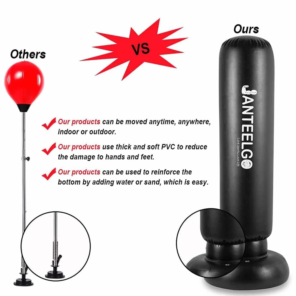 Saco de Boxeo de Pie Niños 150cm Punching Ball Inflable JanTeelGO para Karate Taekwondo