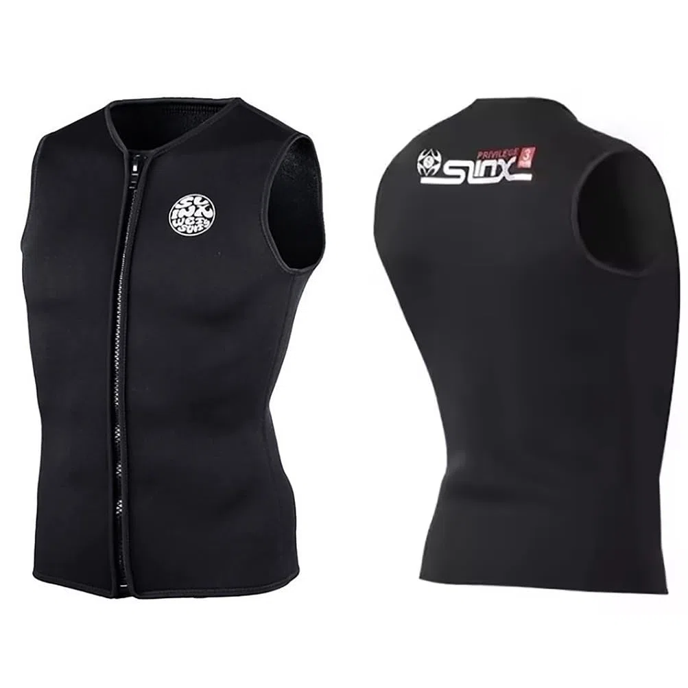Chaleco de neopreno de 3 mm con cremallera frontal para hombre y mujer, chaqueta sin mangas para canoa, buceo, surf, esnórquel