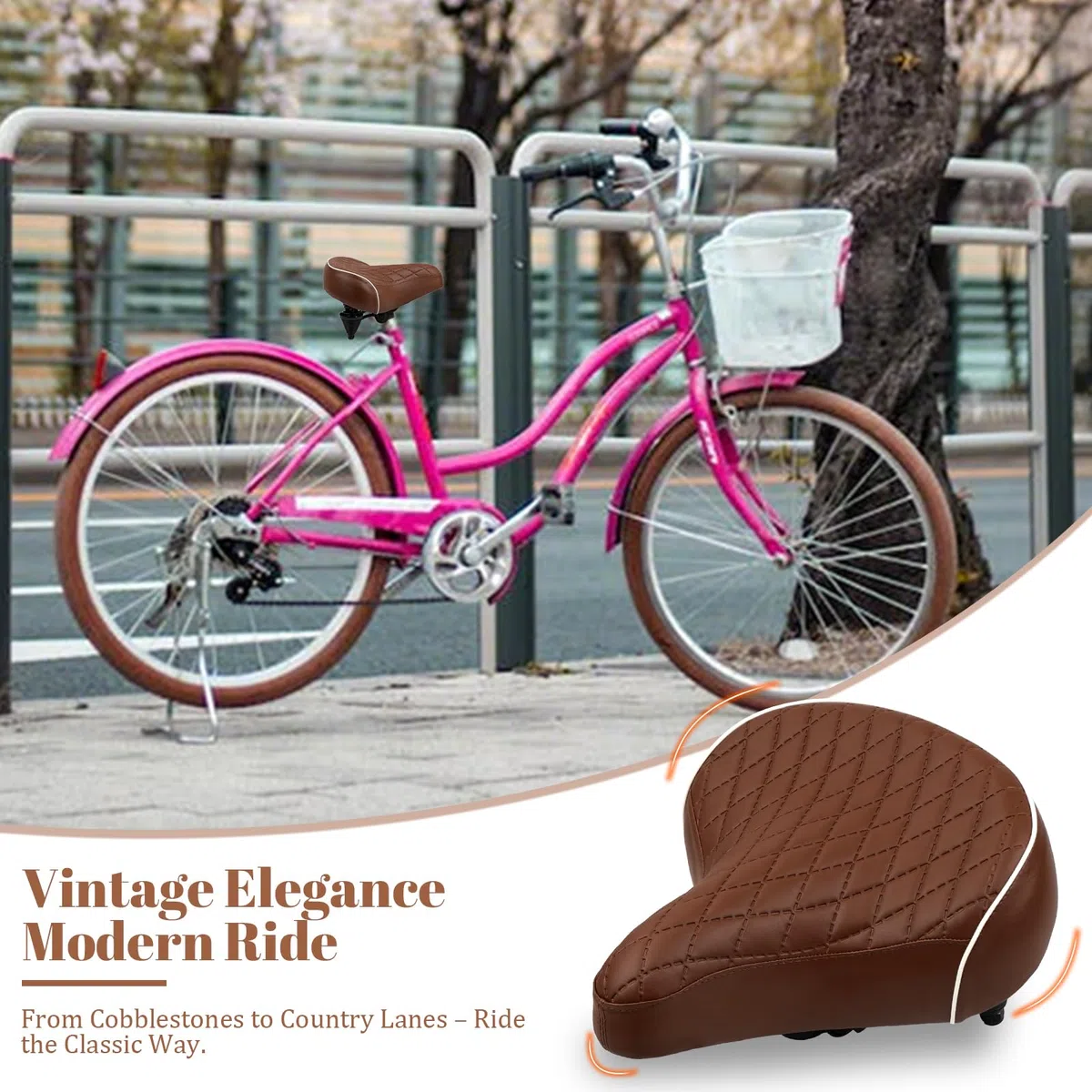 Sillín de bicicleta de alta calidad, con piel sintética, espuma viscoelástica y herramientas, para bicicleta de montaña, bicicleta de montaña, crucero y bicicleta retro