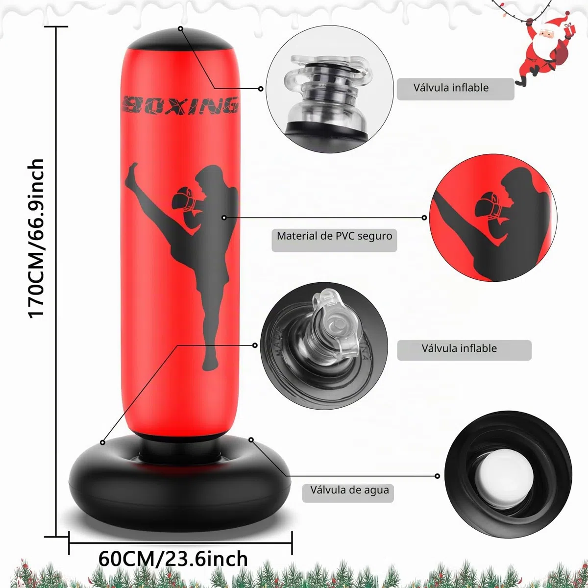 X XBEN Saco de Boxeo Niños de 3-14 Años, 170CM Saco de Boxeo de Pie Niños, Juego De Boxeo para Practicar Karate, Taekwondo, MMA, Regalo Ideal para Niños y Niñas