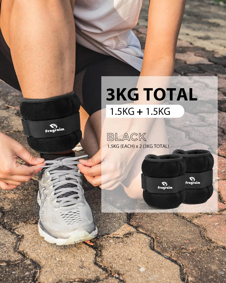 Fragraim Pesas para Tobillos, 1/2/3/4/5/6/10KG 1 Par de Pesas de Muñeca, Pierna y Brazo para Mujeres, Niños y Hombres, Cómodas y Suaves, Bailar, Correr, Caminar, Fitness, Entrenamiento