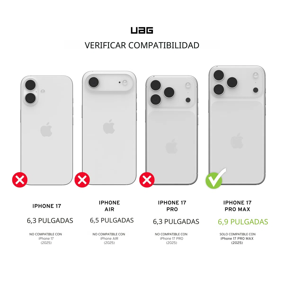 Urban Armor Gear Pathfinder MS Case Compatible con Apple iPhone 17 Pro MAX Funda (Carga inalámbrica/magnética, Protección según estándar Militar) Hielo/Plata
