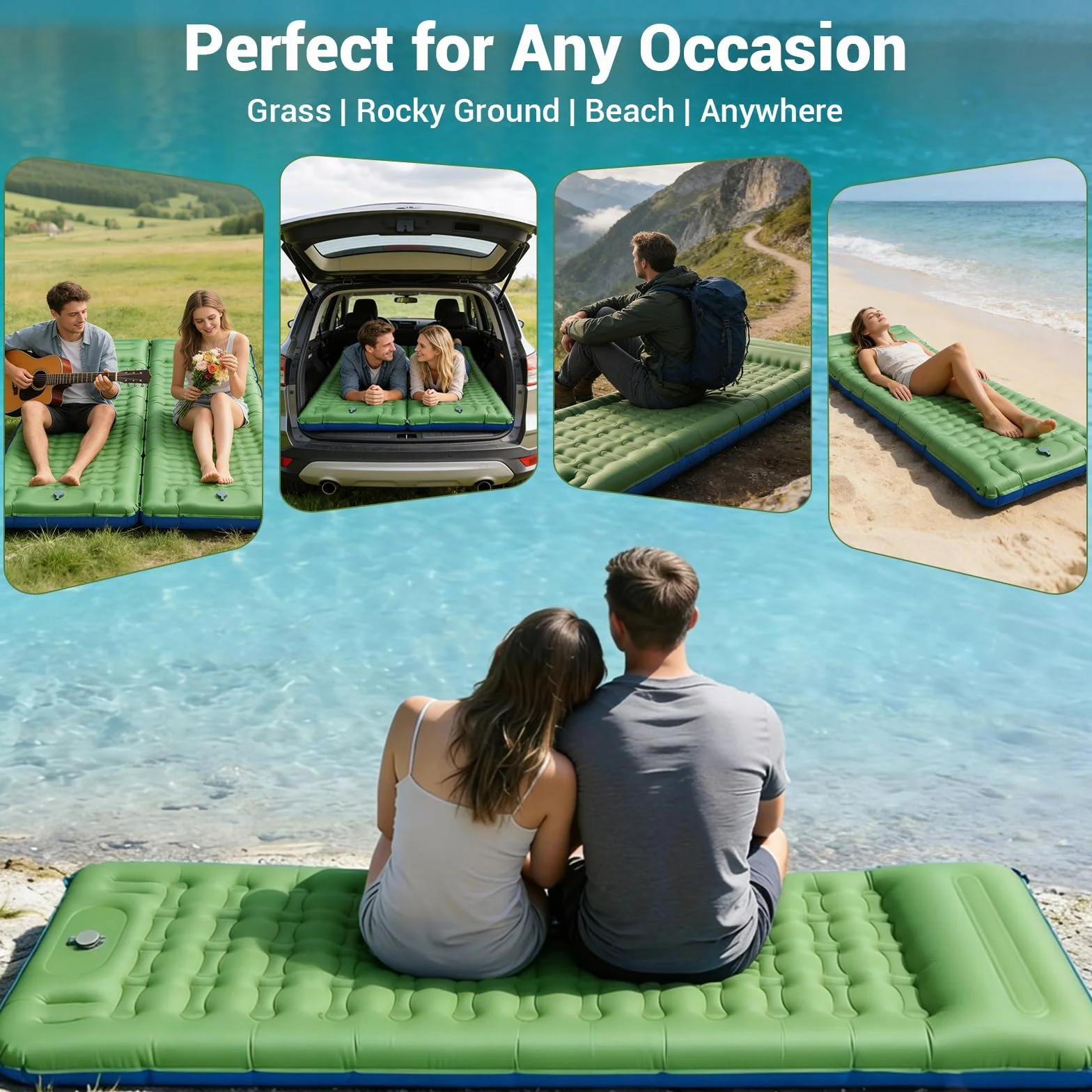 JATEKA Colchoneta Hinchable Ultraligero de 14 cm con Almohada para Camping, Viajes, Playa