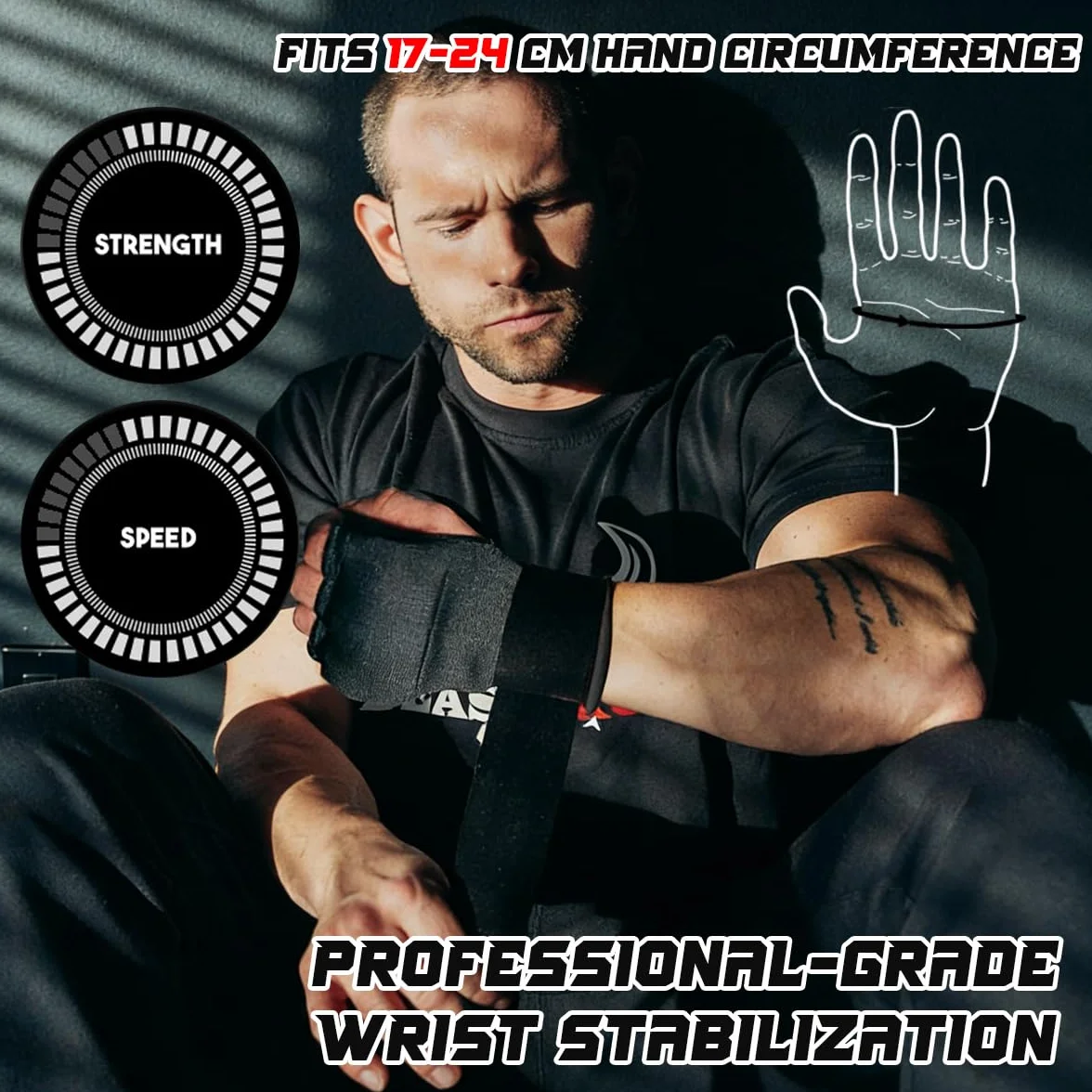 Guantes de Boxeo con Correas de 75 cm, Acolchado para Muay Thai, MMA, Kick Boxing