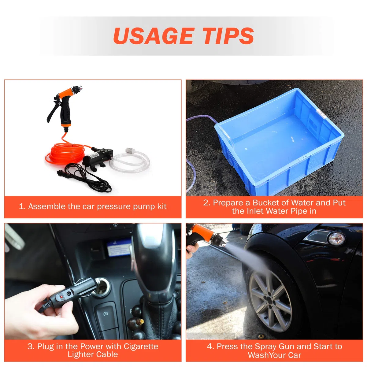 Pindex Bomba de Agua Autocebante de 12 V con Pistola de Pulverización de Agua de 100 W, Bomba de Diafragma 12 V para Autocaravana, Camping, Barco, Caravana, Coche Limpieza