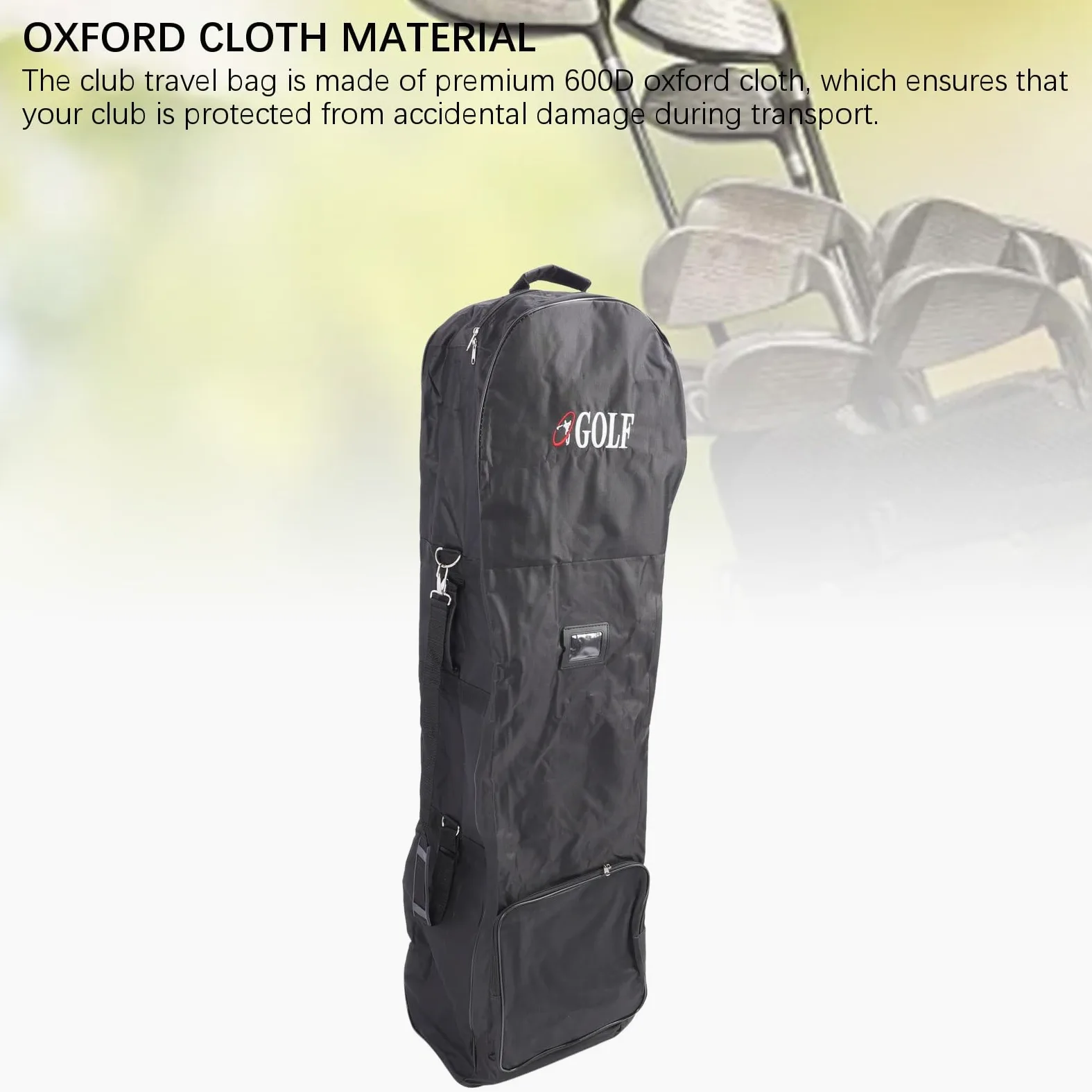 Wakects Bolsa de Viaje de Golf con Rueda, Tela Oxford 600D, Funda para Bolsa de Golf, Bolsa de Viaje Plegable Portátil con Bolsillo de Almacenamiento para Aerolíneas Voladoras, Color Negro
