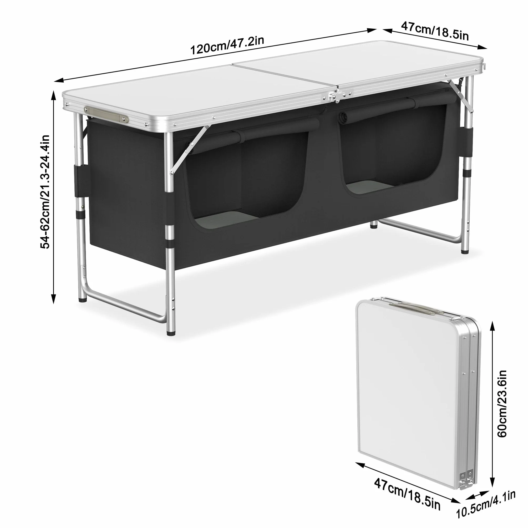 NAIZY Gabinete De Cocina para Acampar Al Aire Libre, Plegable con Panel De MDF, Telas Oxford, Bolsa De Transporte, Muebles De Camping