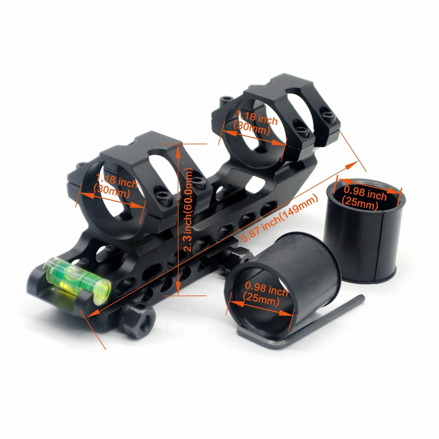 TRIROCK Scope Mounting Rings with Bubble Level, Dual Mount Adapter Ring 30mm / 25.4mm (1 Inch) for 20mm Picatinny Weaver Rail