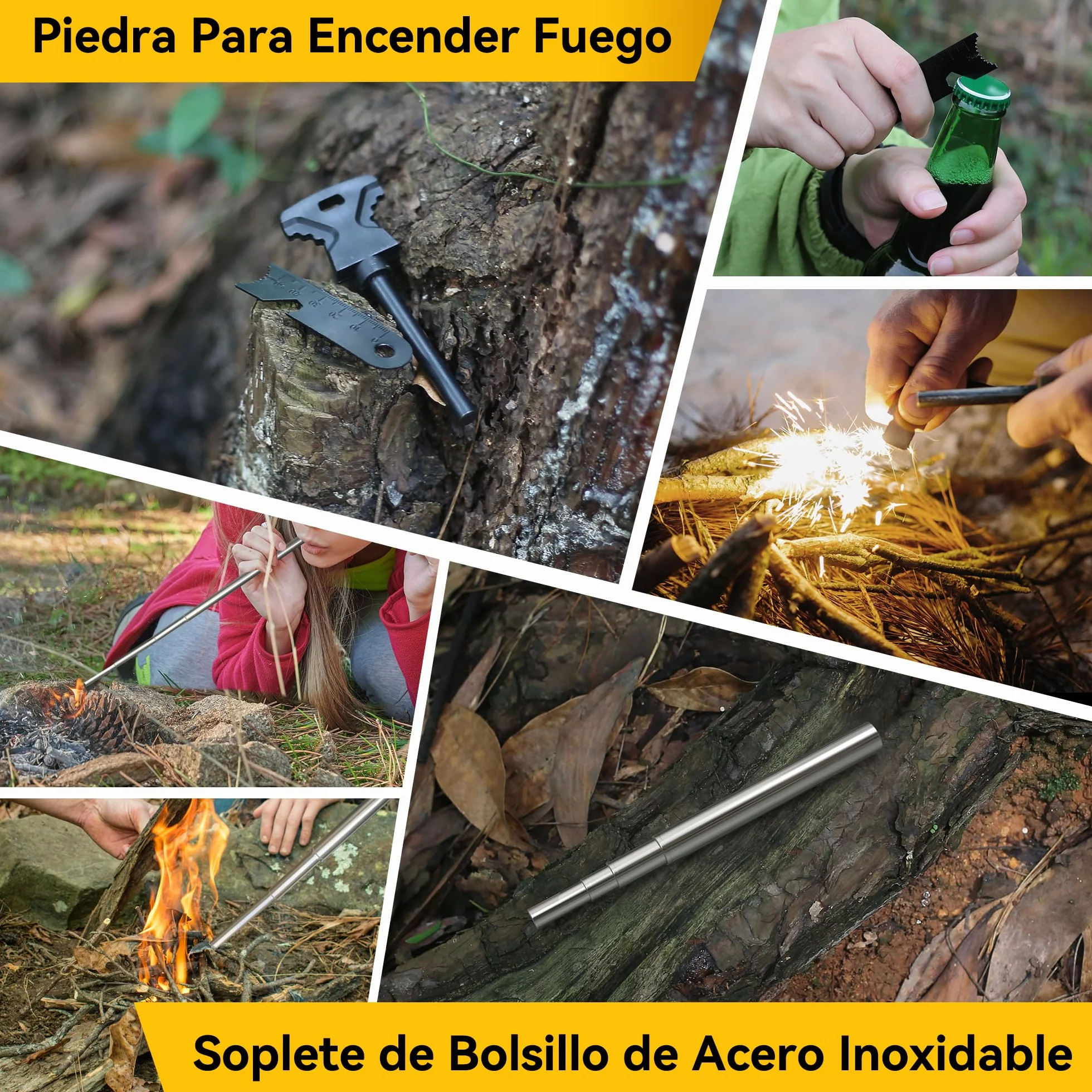 14 en 1 Multifuncional Kit de Supervivencia Bolsa - Profesional Paquete de Herramientas con Manta de Emergencia para Viajar Caminar Acampar al Aire, Montañismo,Senderismo,Caza, Apagón