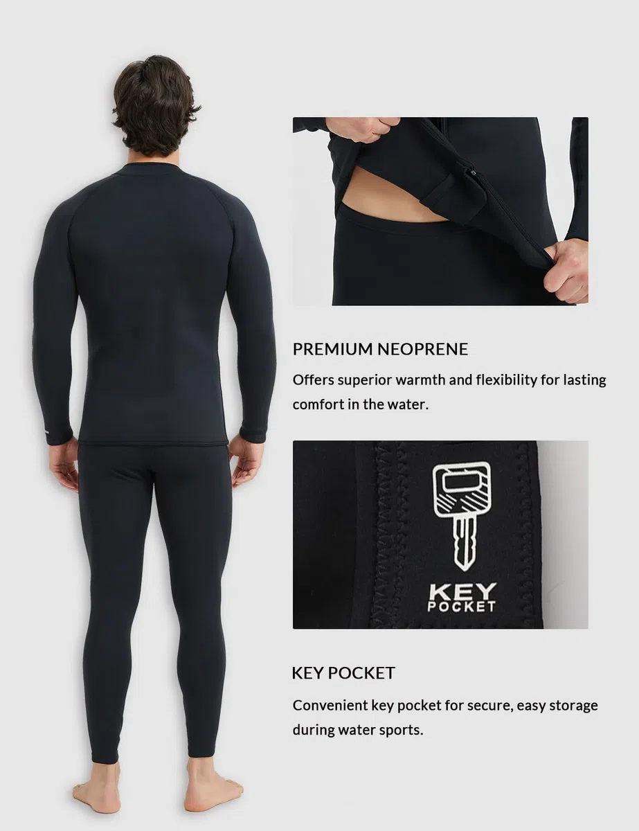 Lemorecn Chaqueta de Neopreno de Manga Larga de Neopreno de 3 mm para Adulto