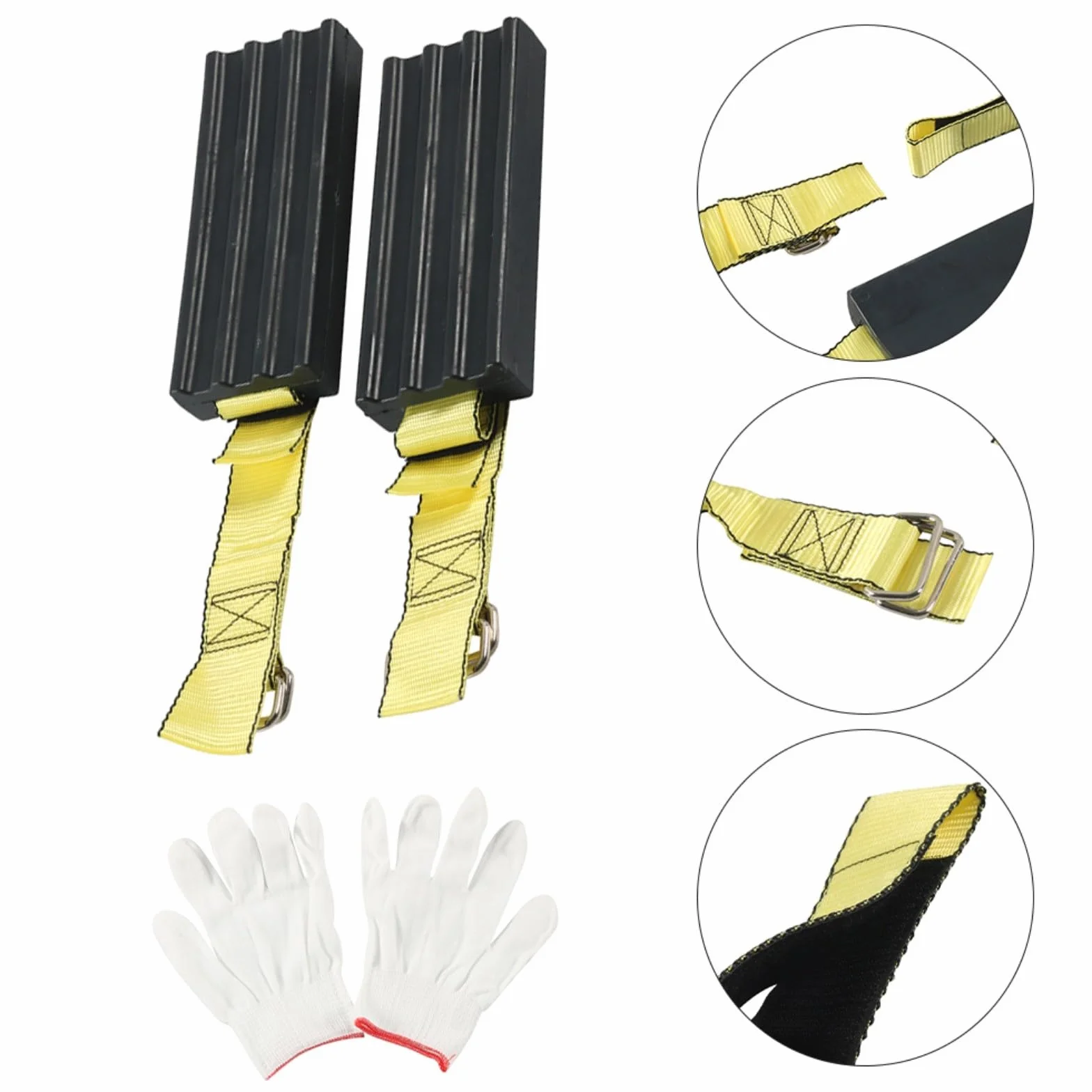 2 dispositivos de tracción de neumáticos para escape de arena de barro y nieve, cinturones de poliuretano antideslizantes, kit de recuperación de instalación rápida para conducción en invierno, negro