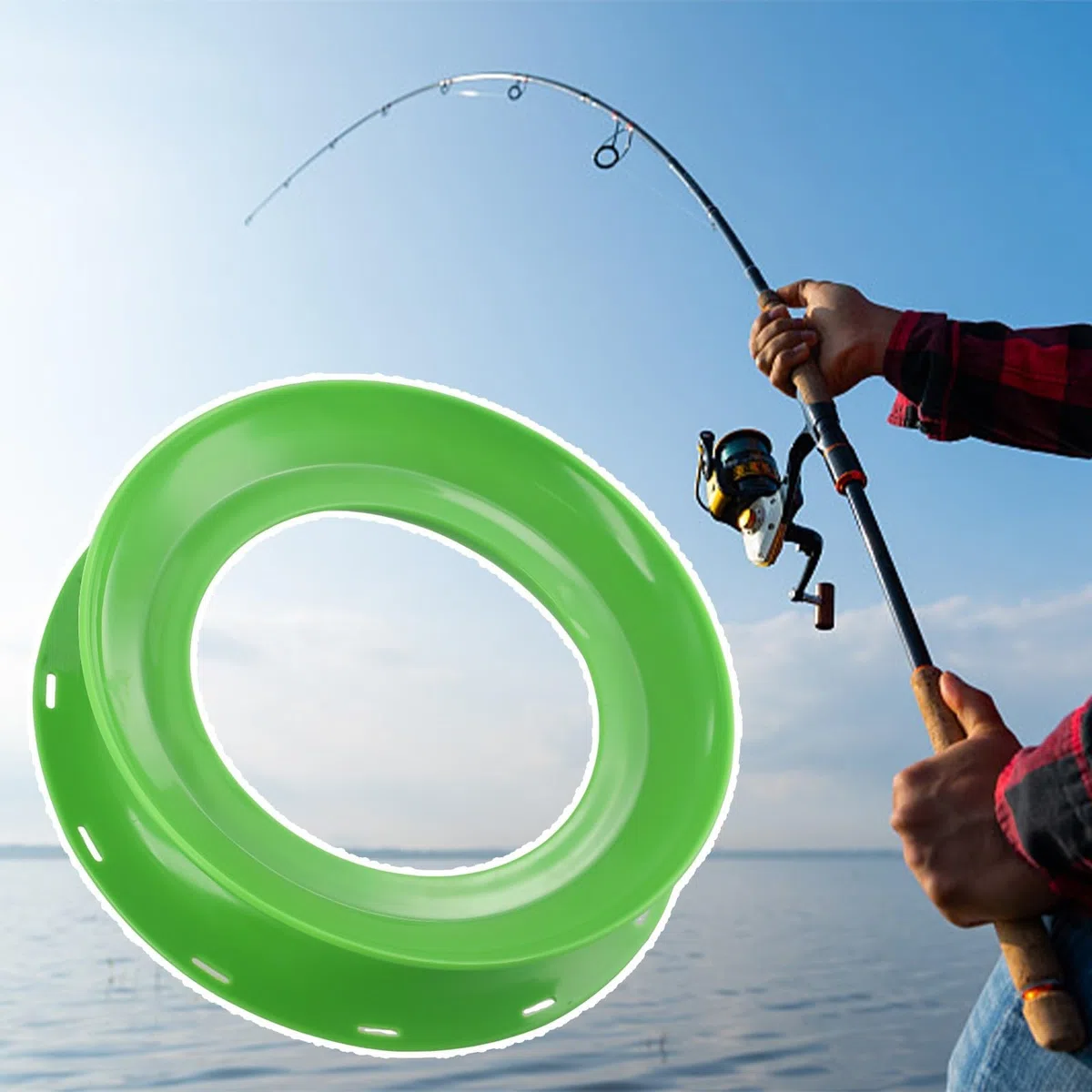 Carrete de mano ligero para pesca con línea de mano y línea de lanzamiento, herramienta de pesca de material PP