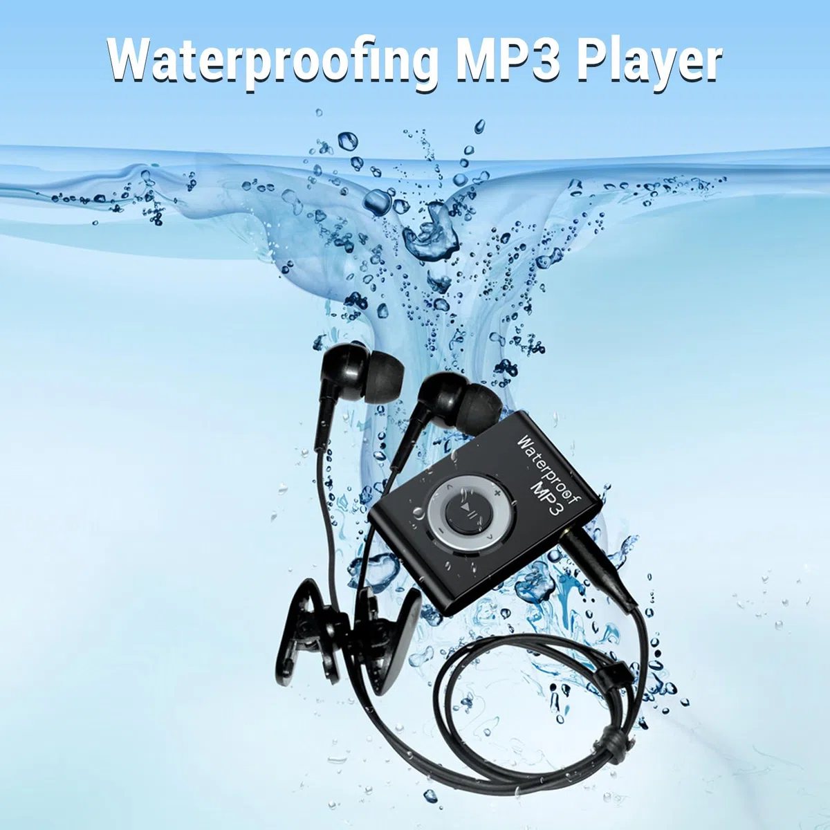 Reproductor de Mp3 de Natación, Auriculares a Prueba de Agua, Reproductor de Música Clip Multifuncional de 8 GB, Auriculares Deportivos Submarinos para Natación, Carrera, (Black)