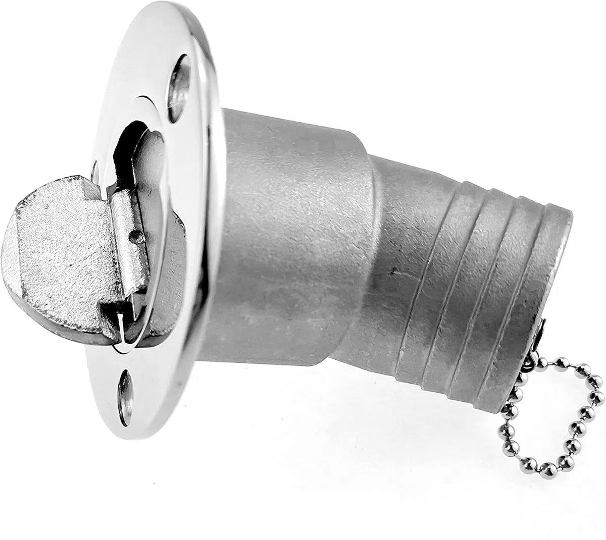 Llenador de cubierta marina de 45 grados, kit de llenado de cubierta de cuello en ángulo sin llave de acero inoxidable marino para barco yate RV (combustible, 2 pulgadas/50 mm)