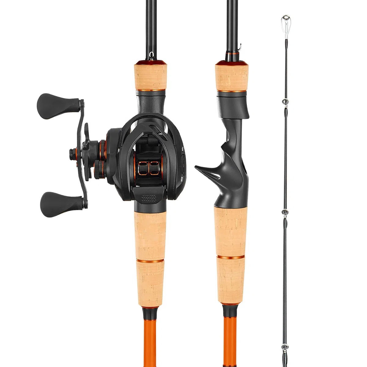 VEVOR Juego de Caña y Carrete de Pesca, Caña de Fibra de Carbono de 2 m IM7, con 6+1 Rodamientos de Bolas y Relación de Transmisión de 7.0:1 y Mango de Corcho, para Zurdos, 2000 x 130 x 100 mm