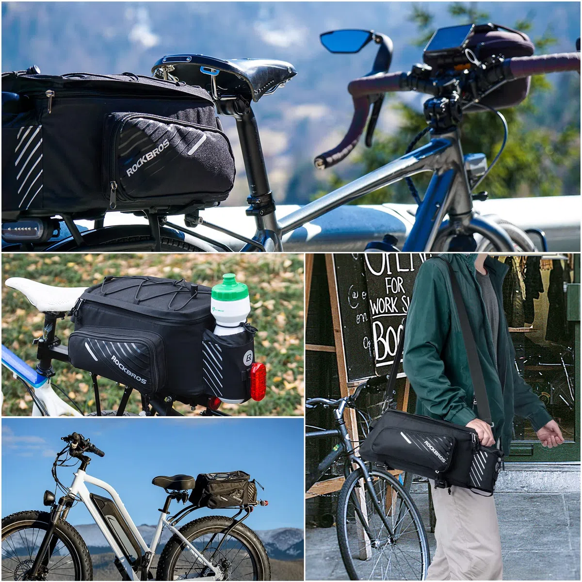 ROCKBROS Bolsa Trasera de Bicicleta para Portaequipajes Alforja Multifuncional Extensible 9-12L para Asieto con Funda Impermeable para MTB Bicicleta Carretera Viaje