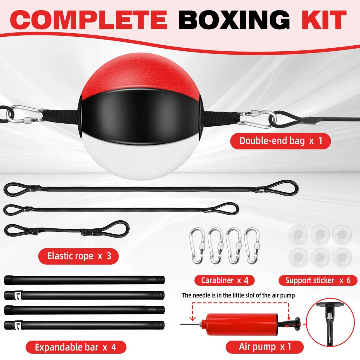 YORWHIN Saco de Boxeo de Doble Extremo para Puerta, sin Instalación en Pared, Set de Entrenamiento de Boxeo con Cuerdas Elásticas y Poste Extensible, Equipo de Entrenamiento en el Gimnasio en casa