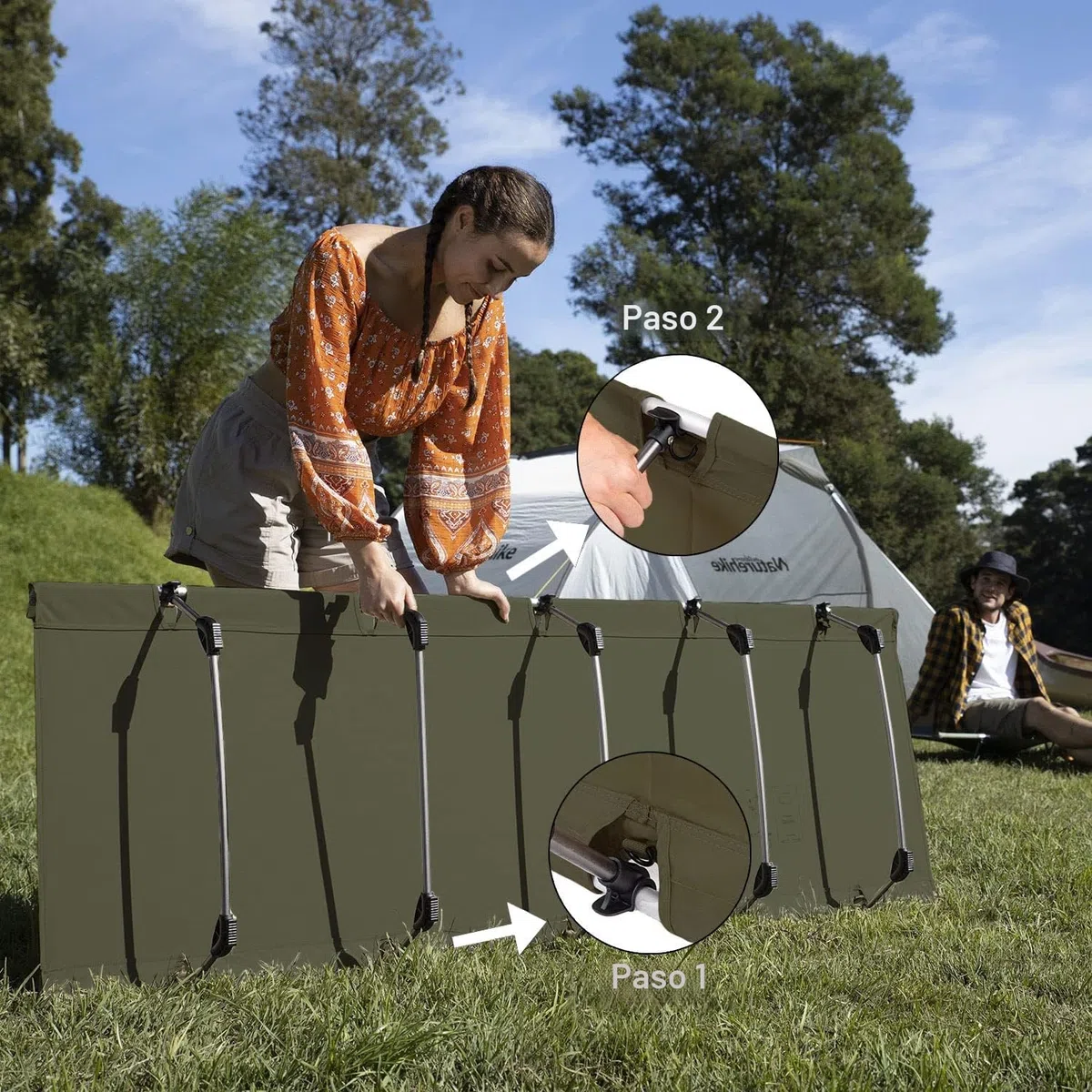 Naturehike Cama Plegable Compacta de Camping Portátil Ultraligera Fuerte y Resistente.Cómoda para Adultos y Niños.Acampar,Colchón de Aire,Viajes,Oficina,soporta hasta 150 kg.