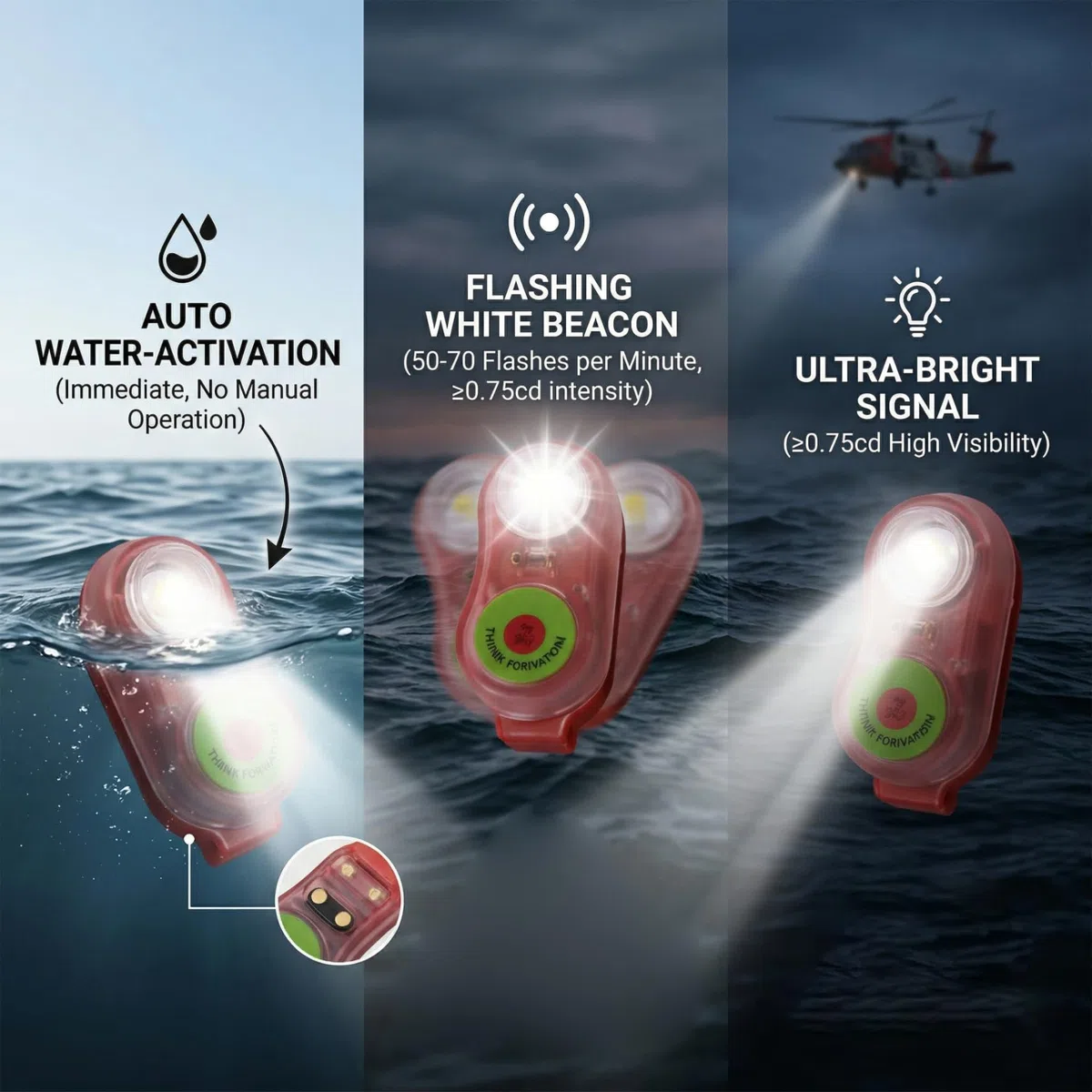 Luz para chaleco salvavidas 6 piezas Luces para chaleco salvavidas Luces estroboscópicas Luz de emergencia Emergencia estroboscópica activada por agua para rescate marino y acuático.