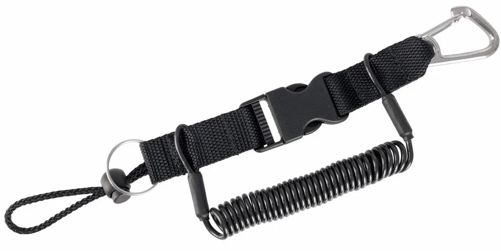 SEAC Cuerda de Seguridad Espiral Extensible 1.3m con Mosquetón y Dos Ojales