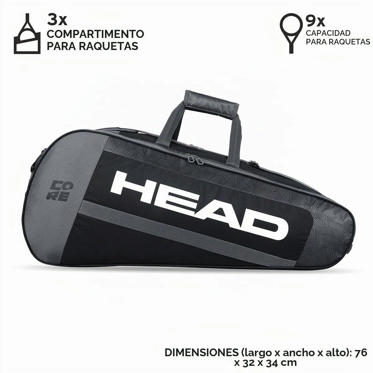 Head Core 9r Bolsa de Tenis, Unisex