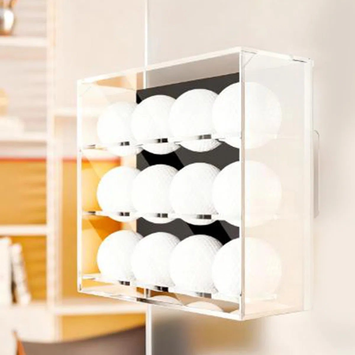 Vitrina de Pared para Pelotas de Golf, 3 Niveles, 12 Ranuras, Elegante, Transparente, para el hogar, Soporte para Pelotas de Pong.