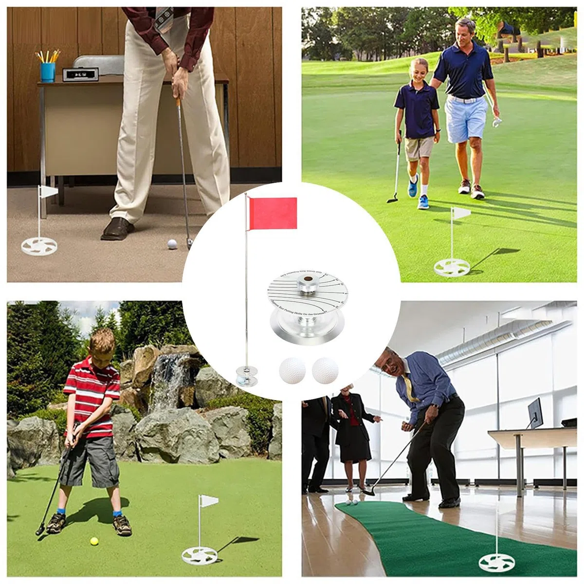 Taza Y Bandera Para Hoyos De Golf - Práctica De Putt Hoyos De Golf Y Bandera De Golf | Asta De Bandera De Golf Retráctil | Copa De Práctica De Golf | Juego De Putt De Golf Para Interiores | Juego De C