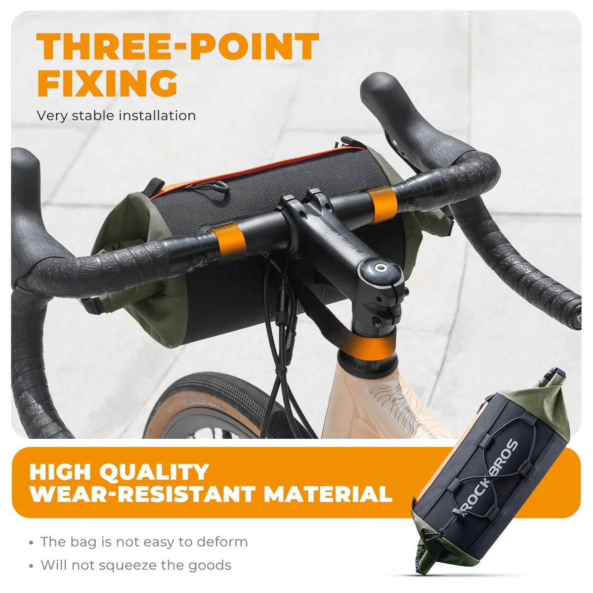 ROCKBROS Bolsa Manillar Bicicleta, Mochila Manillar con Correa de Hombro, Bolsa Delantera Expandible para Bicicleta de Montaña y Carrtera, 12 x 22cm