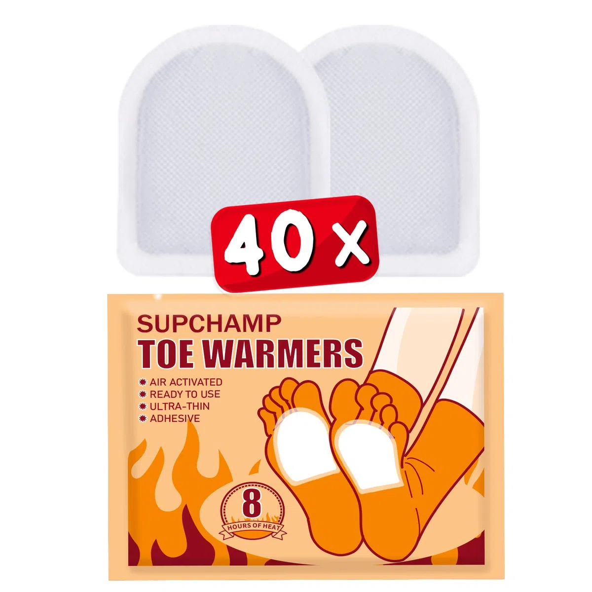 Calentadores de Dedos de los Pies Desechables – 10 o 40 Pares de Calentadores Adhesivos para Pies, Almohadillas Térmicas para Zapatos y Botas, Activación por Aire para Senderismo, Esquí