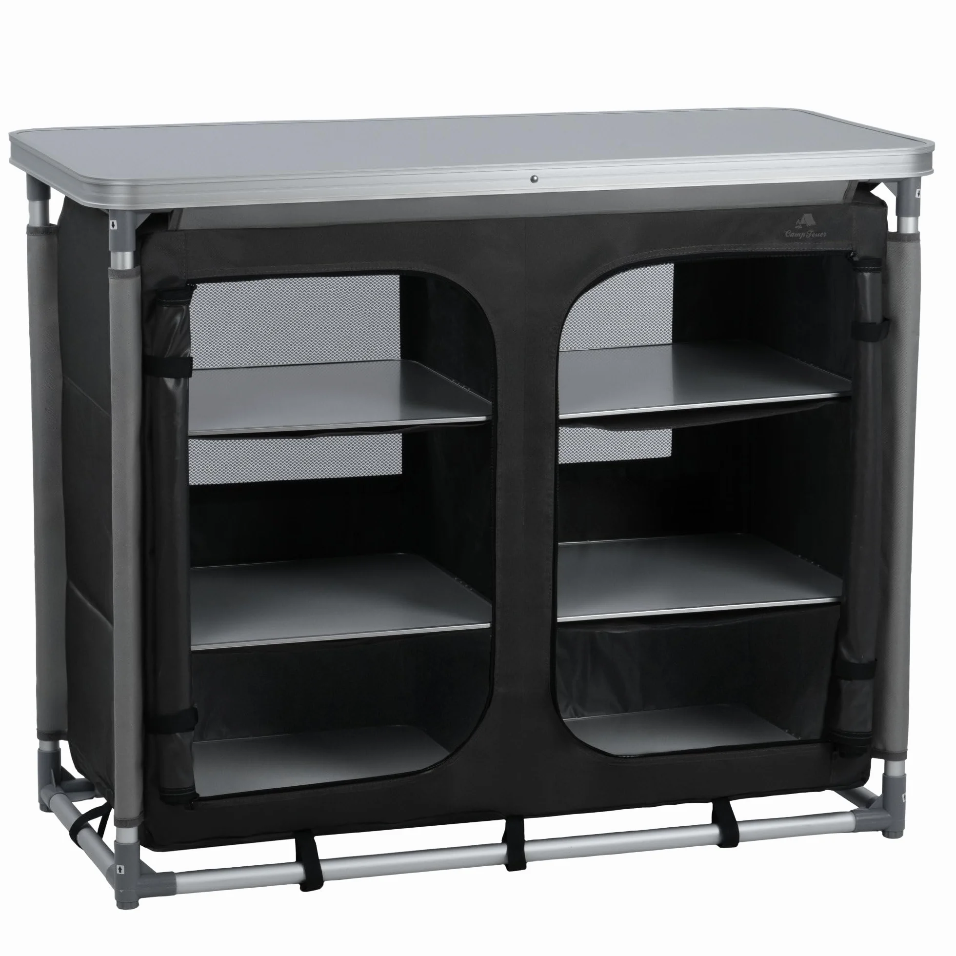 Armario para cocina de acampada con estructura de aluminio de CampFeuer, aprox. 102 cm (l) x 47 cm (an.) x 82 cm (a)