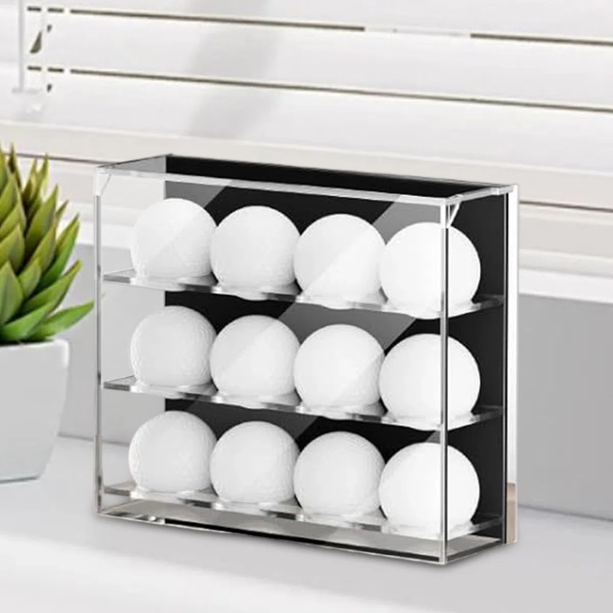 Vitrina de Pared para Pelotas de Golf, 3 Niveles, 12 Ranuras, Elegante, Transparente, para el hogar, Soporte para Pelotas de Pong.