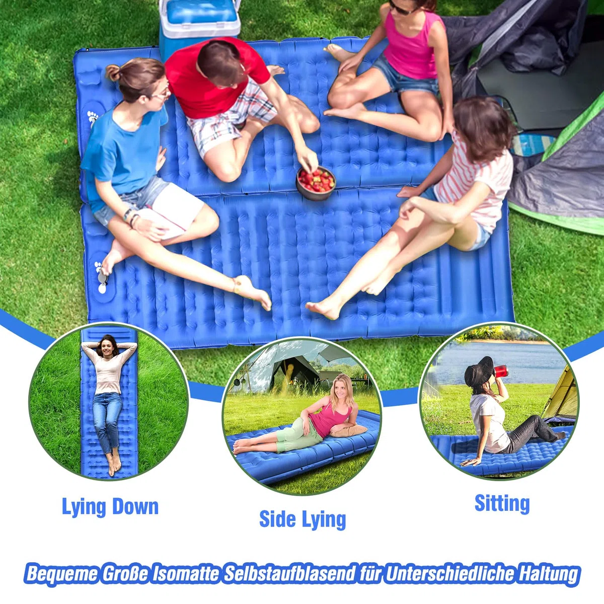 Colchón Hinchable Camping, Esterilla Hinchable con Almohada y Bomba de Pie, Colchón Colchoneta Inflable Plegable para Dormir Senderismo Aventura Acampad Senderism Viajes
