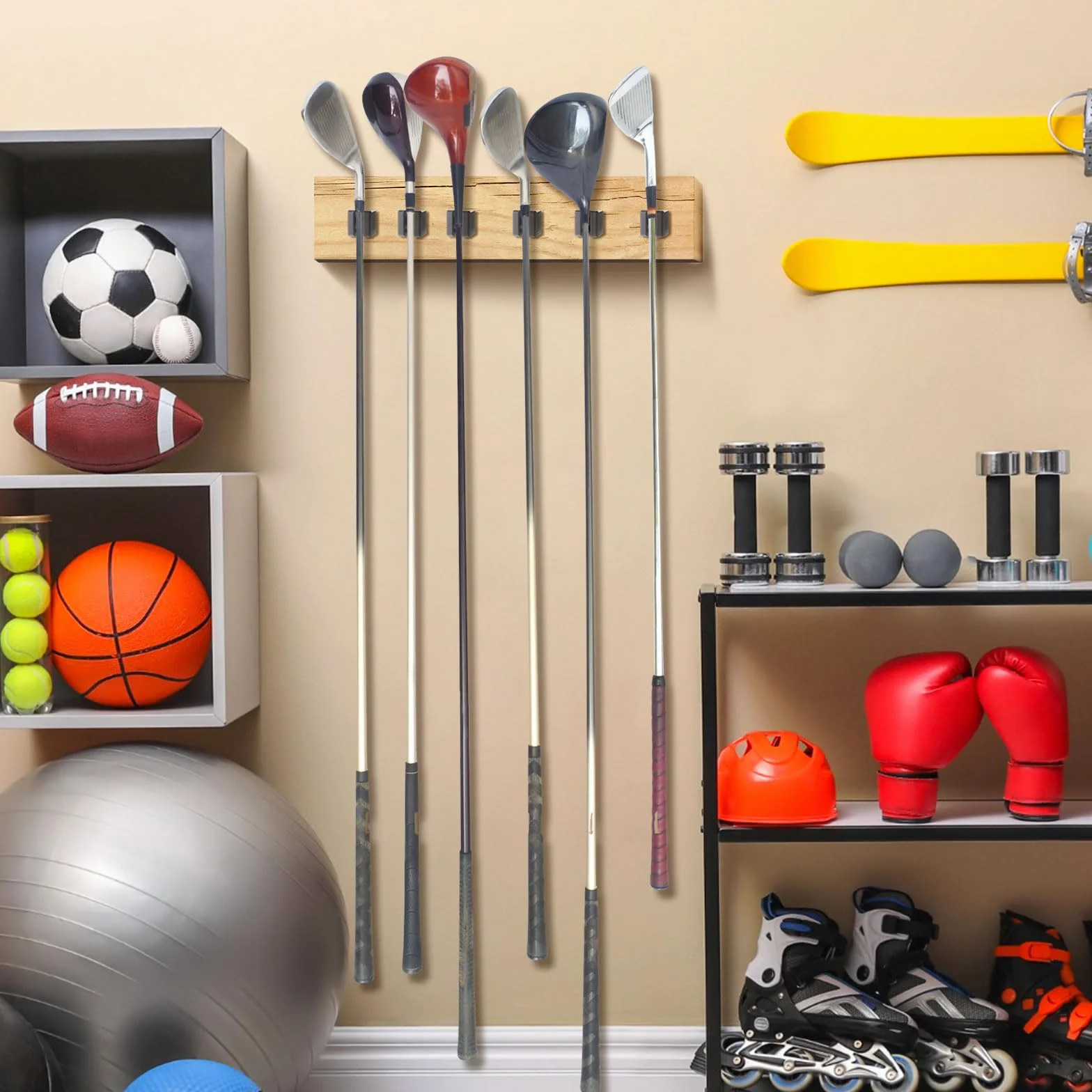 Deekin 30 soportes para palos de golf, organizador de almacenamiento de golf para garaje, gancho de palo de golf, soporte de pared para palo de golf con 60 tornillos para palos de golf, exhibición de