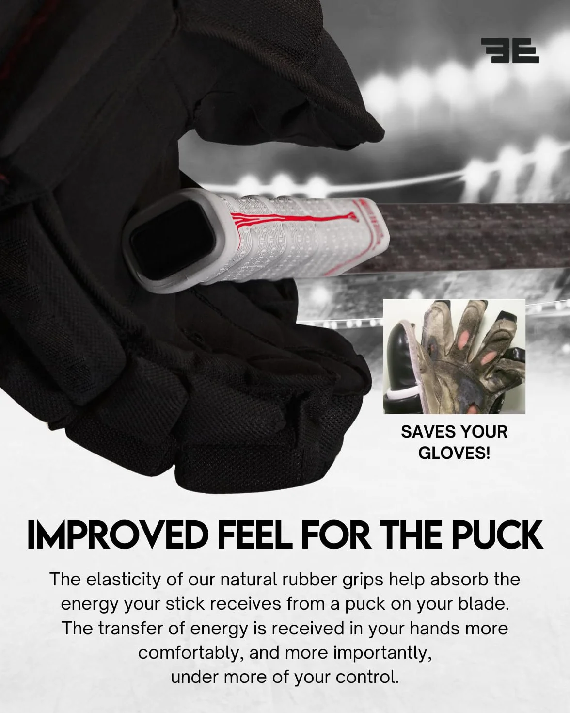 Buttendz Sentry Empuñadura de Repuesto para Palo de Hockey de Portero - Control de Precisión con Perilla Sobredimensionada, Textura Mejorada y Empuñadura de Hockey Premium (Negro con Goteo Blanco)