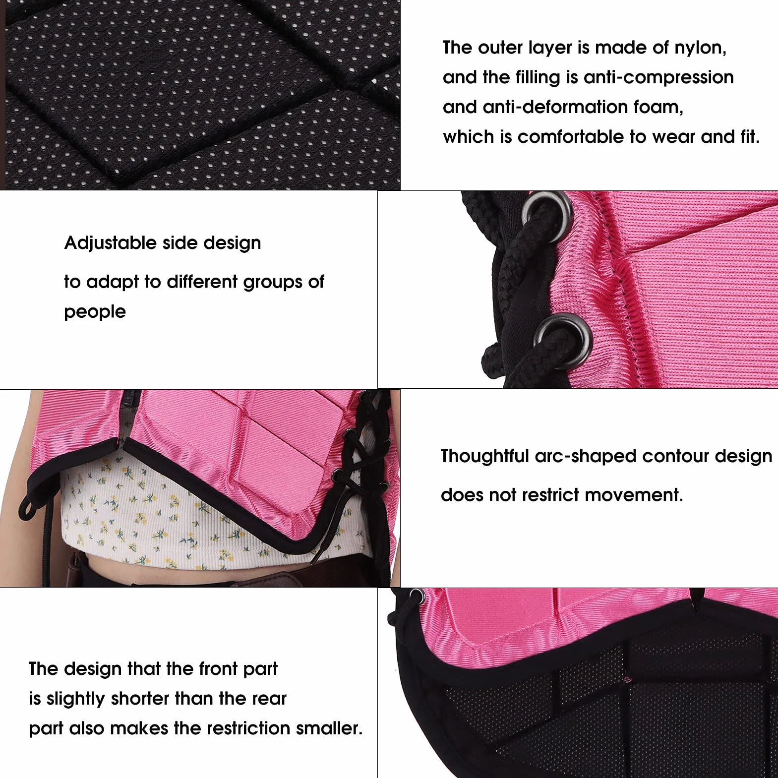 Chaleco ecuestre acolchado de espuma para niños, equipo de protección para equitación, color rosa
