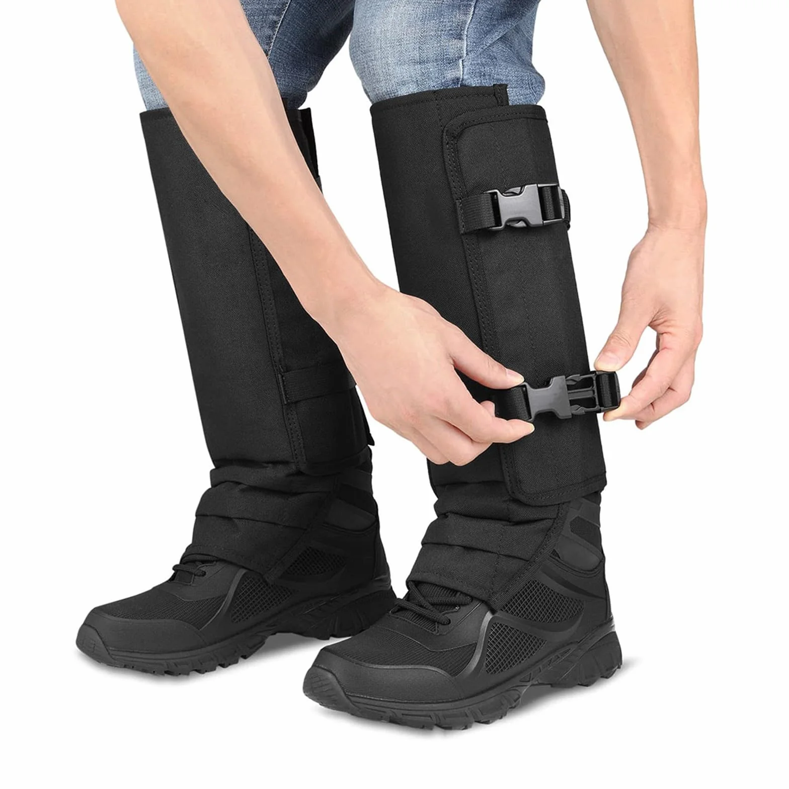 Polainas de serpiente impermeables Oxford para caza, senderismo, trabajo granja (negro)