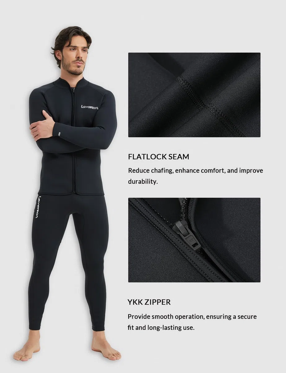 Lemorecn Chaqueta de Neopreno de Manga Larga de Neopreno de 3 mm para Adulto