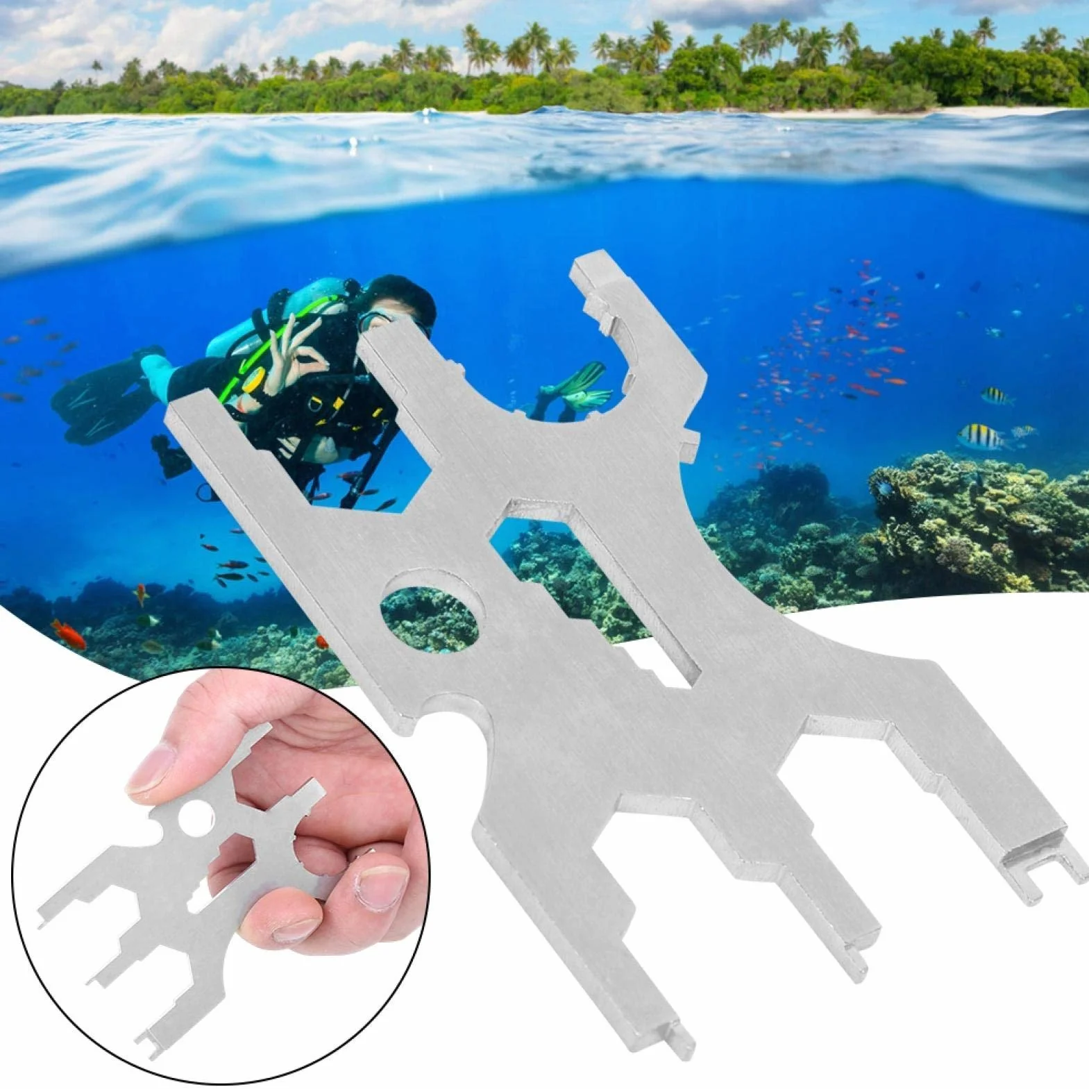 Demeras Herramienta de reparación de Buceo Herramienta de Buceo Multi Herramienta de Buceo de Acero Inoxidable multifunción submarina Kit regulador de Buceo