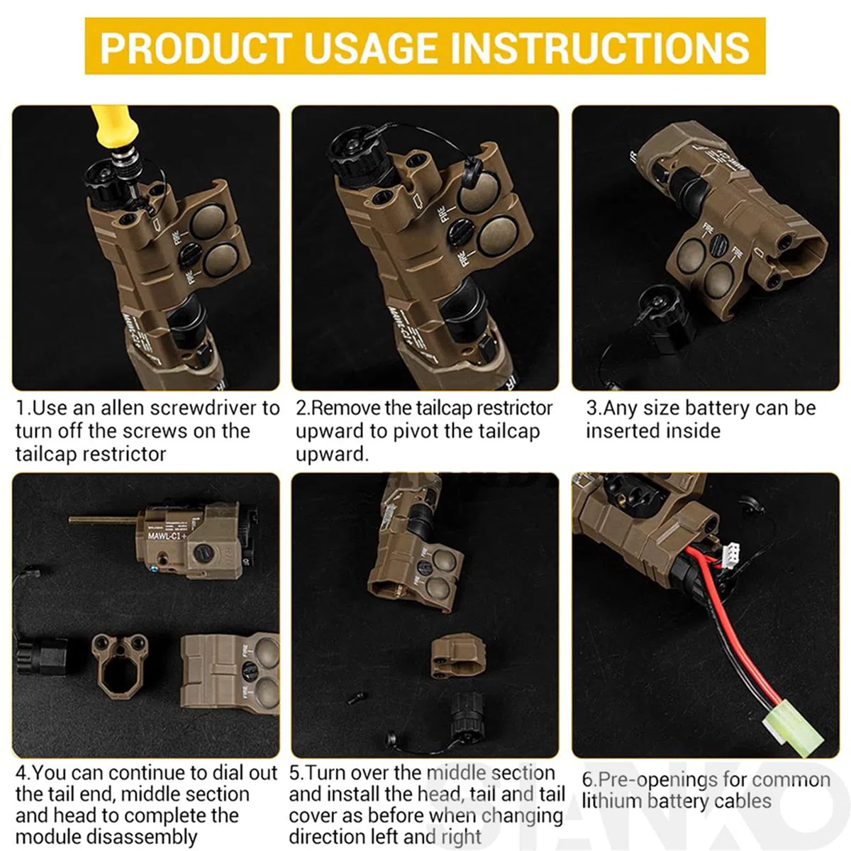 Tactical MAWL-C1 - Caja de batería modular, soporte de batería ligero, compartimento de batería enchufable, equipo de disparo de caza de Airsoft (negro)