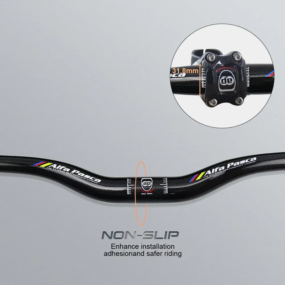 Alfa Pasca manillar de carbono negro manillar bicicleta montaña 3K manillar carbono mtb 31.8x600mm