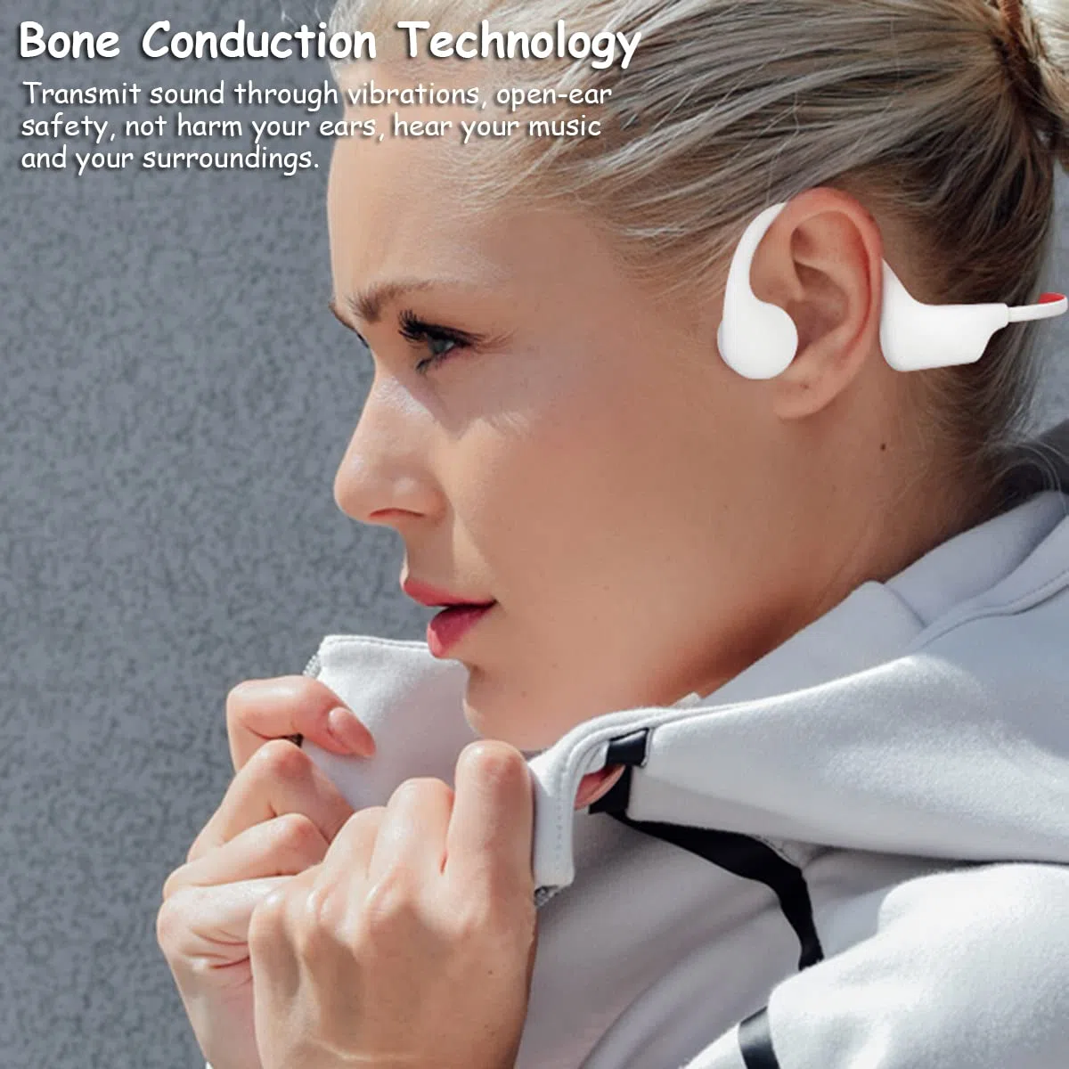 Auriculares Inalambricos de Conducción ósea Bluetooth IPX8 Impermeable Auriculares Deportivos Reproductor de Música MP3 para Natación Correr Fitness, 16G Memoria Cascos Ligeros Open-Ear White