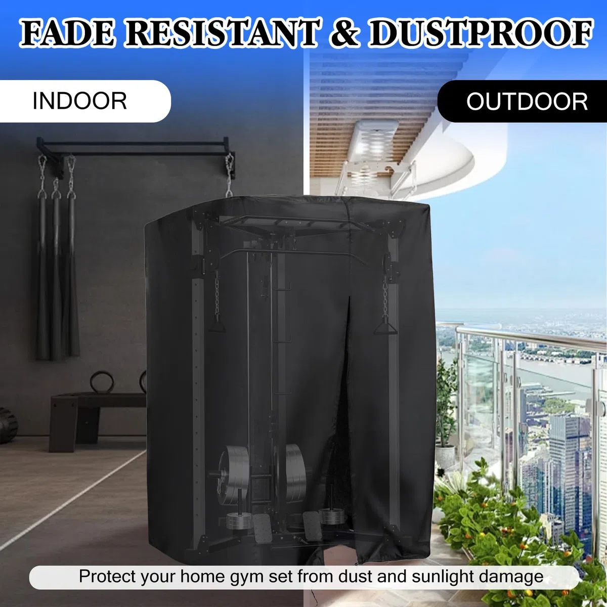 Funda protectora para entrenamiento de fuerza, 209 x 173 x 163 cm, funda protectora para gimnasio en casa, con cremallera, 420D Oxford, resistente al polvo, impermeable, para rack de levantamiento de