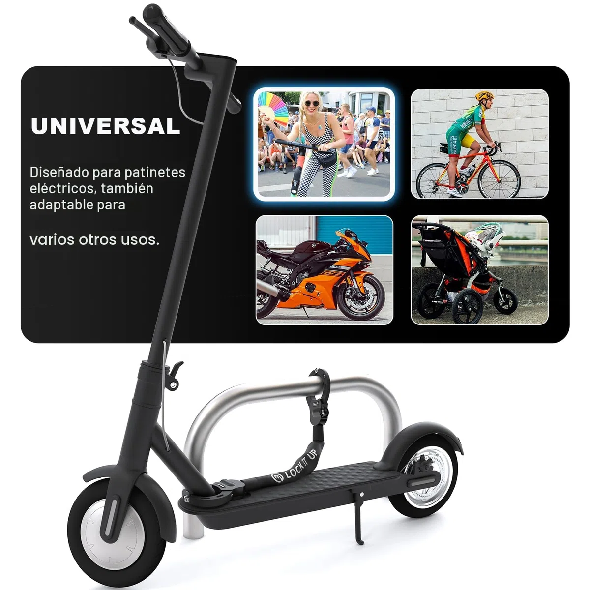 Candado Patinete Electrico, Antirrobo Para Bici, Patinete eléctrico, Moto, Bicicleta (4 colores) Candado Antirrobo de Doble Anillo