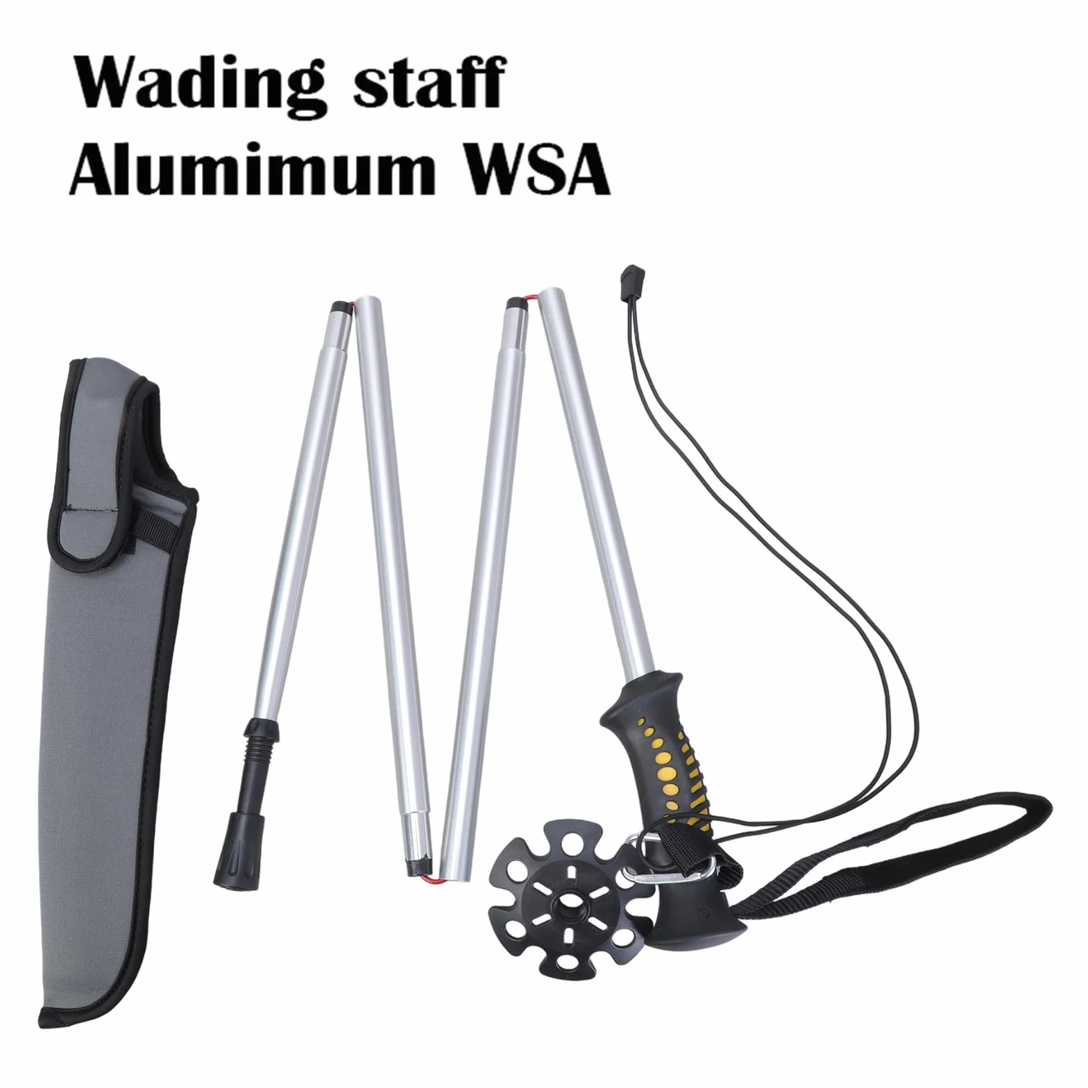 Bastón plegable de vadeo para pesca con mosca, palo plegable de aleación de aluminio, caña de senderismo, equipo de vadeo retráctil