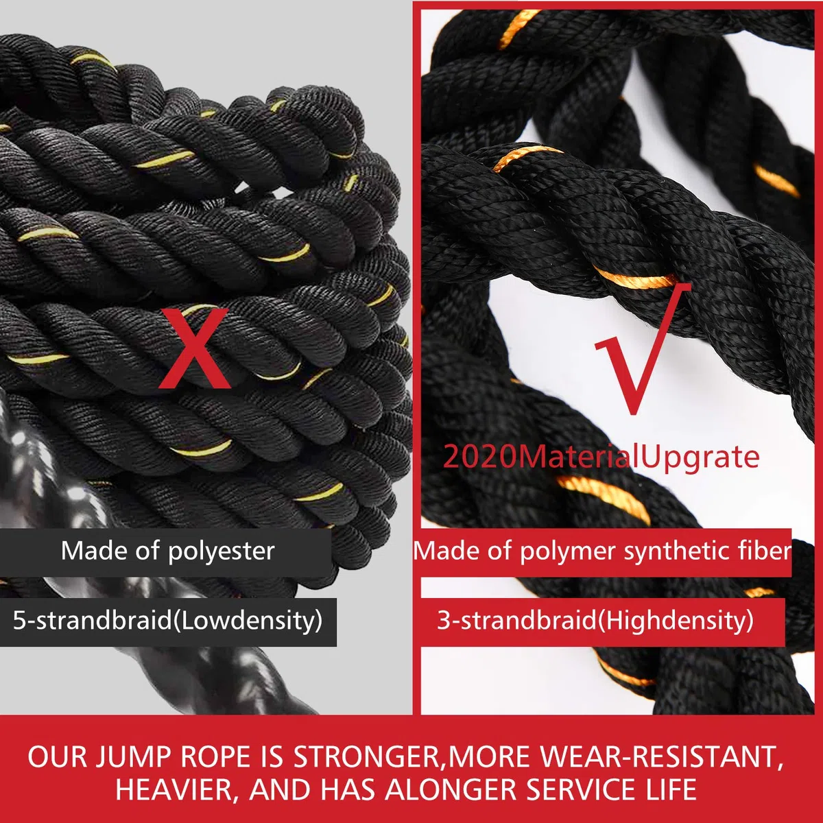 Cuerda de saltar pesada para adultos, cuerda de saltar para entrenamiento, combates con guantes para hombres y mujeres, entrenamientos de cuerpo completo, entrenamiento de potencia, mejora la fuerza y