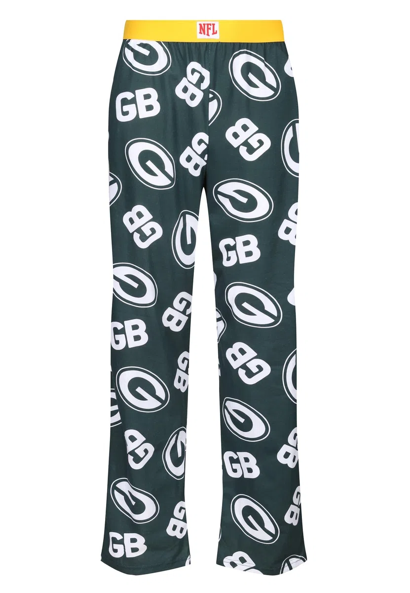 Recovered Pantalones de fútbol americano de la NFL, unisex, para adultos, con logotipo de Green Bay Packers, estampado completo, tela de algodón, pantalones de pijama para ropa de descanso, ropa de