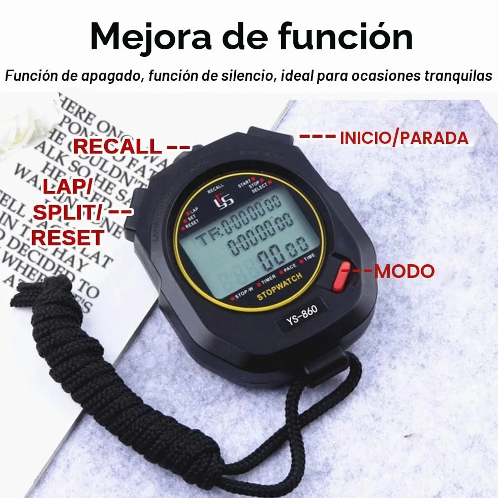 Cronómetro Deportes Digital Profesional 0.01 Segundo 60 Memoria Impermeable Ys-860
